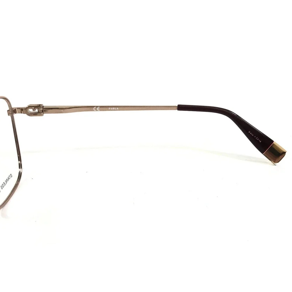 Furla Eyeglasses Frames VFU588 COL.0K99 Brown Gold Butterfly Wire Rim 53-16-135